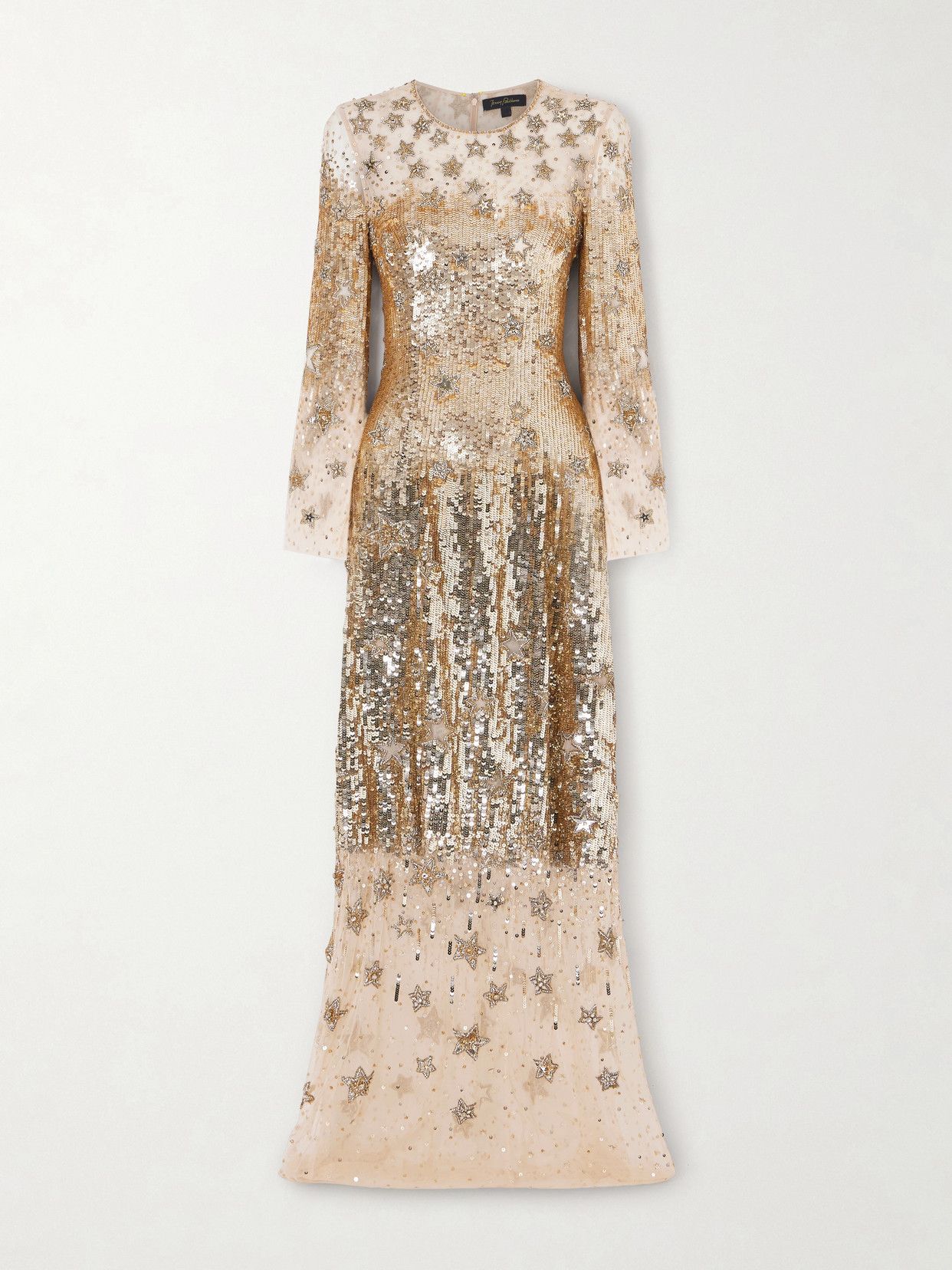 Jenny Packham Galactic Sequined Tulle Gown In Gold