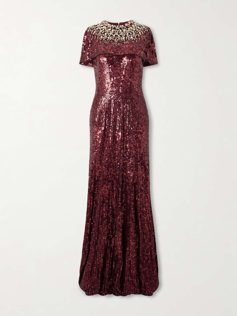 Jenny Packham Radiant Sequined Crepe Gown