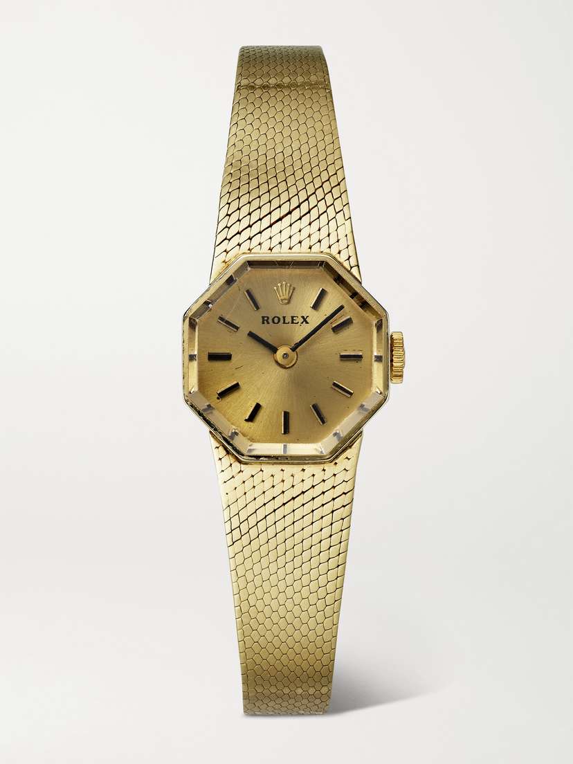Stephanie Windsor + Rolex Vintage 1954 Octagon Hand-wound 17mm 14-karat Gold Watch, Ref. No. 8402