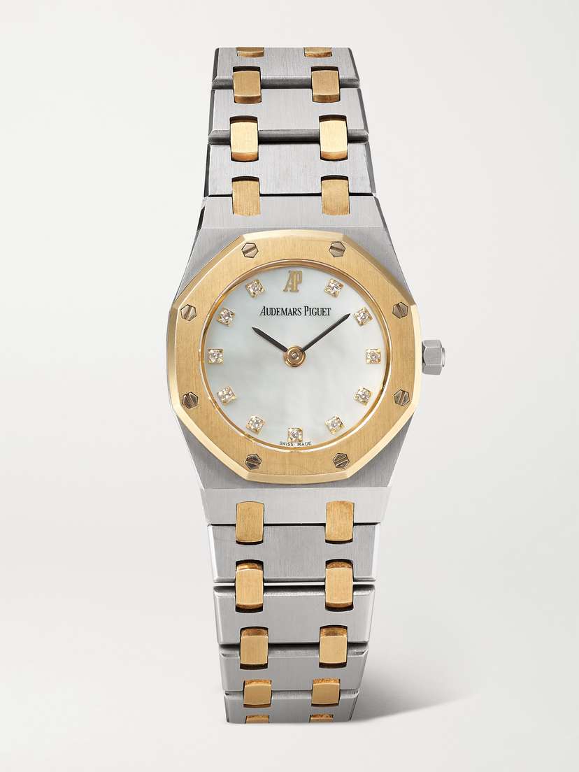 Stephanie Windsor + Audemars Piguet Vintage 1995 Royal Oak 25mm Stainless Steel And 18-karat Gold Diamond Watch, Ref. No. 66347sa