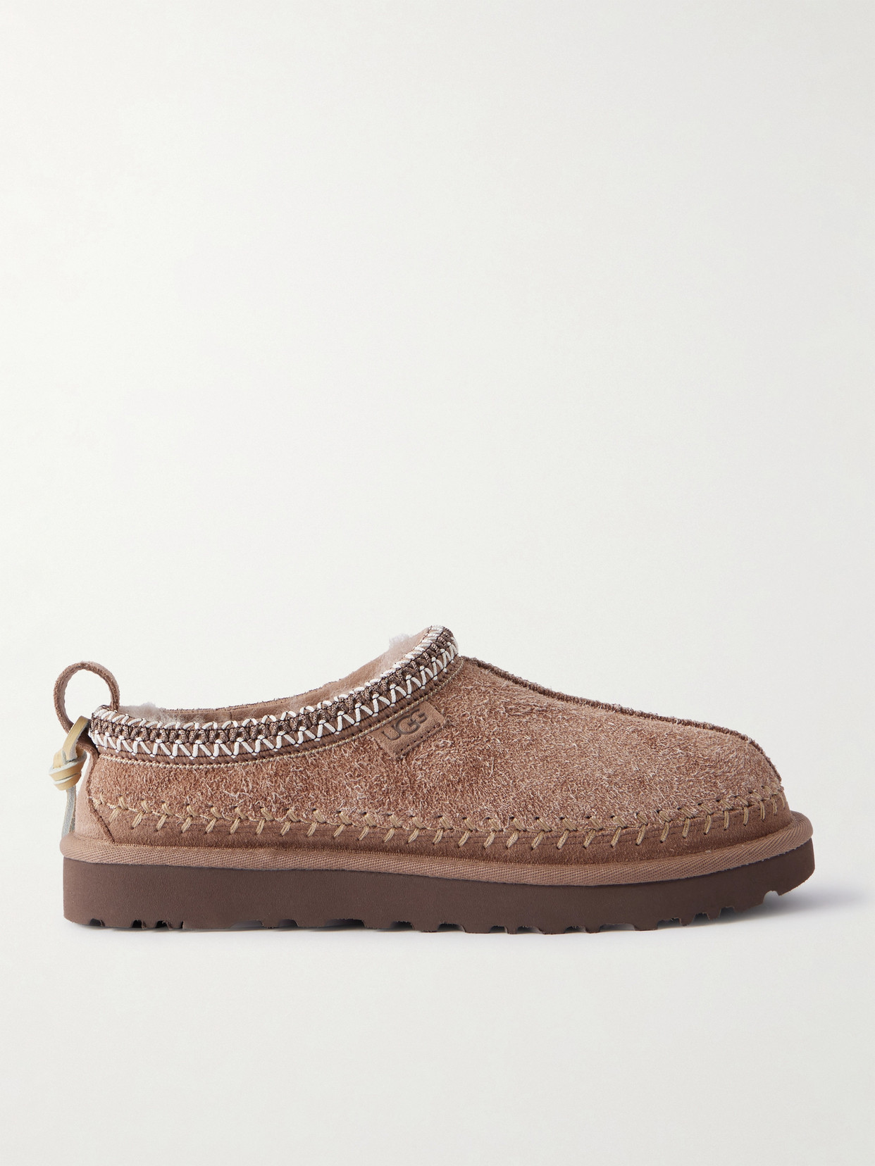 Ugg Tasman Biarritz Shearling-lined Brushed-suede Slippers In Brown
