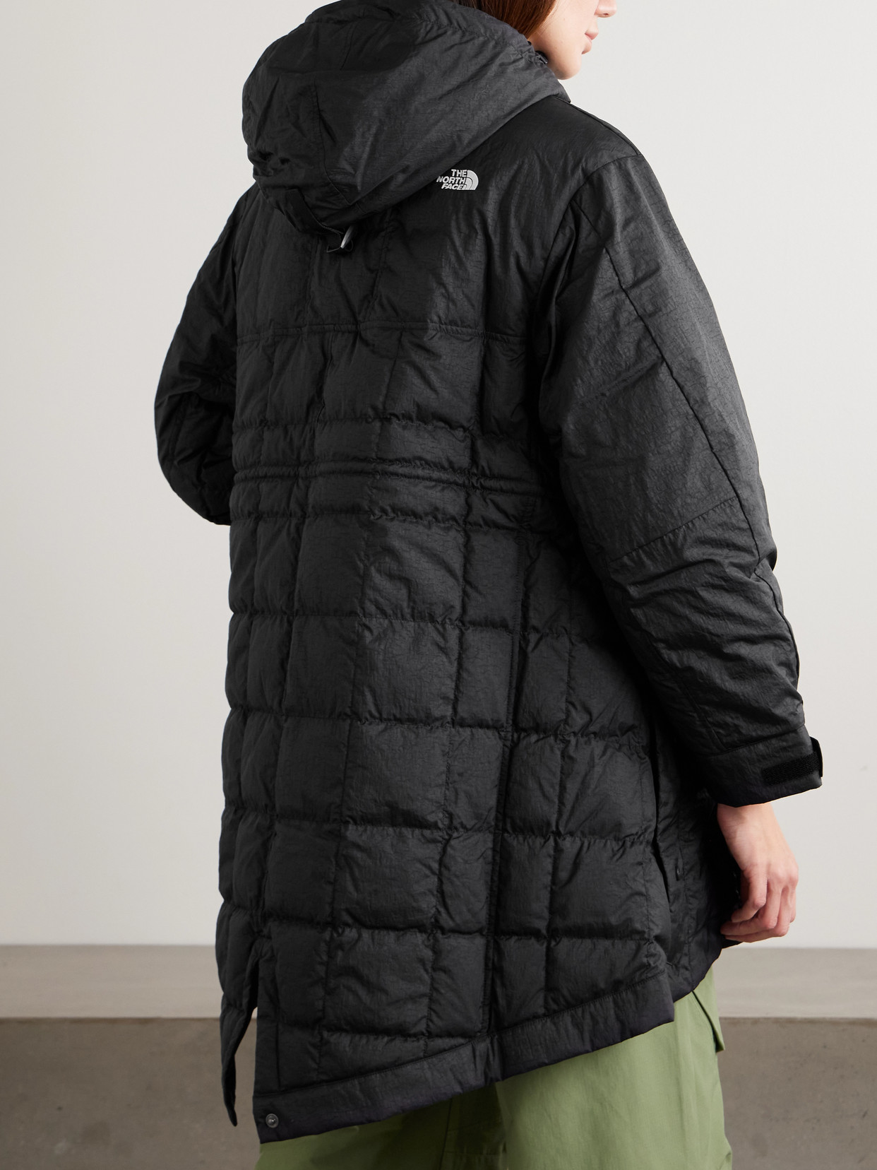 Dynamic Hooded Quilted Crinkled-Shell Down Jacket