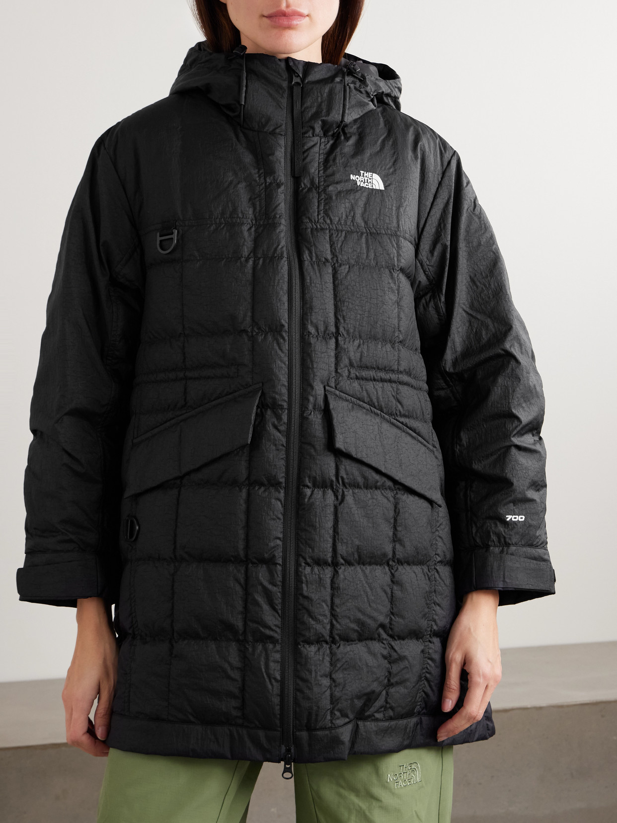 Dynamic Hooded Quilted Crinkled-Shell Down Jacket