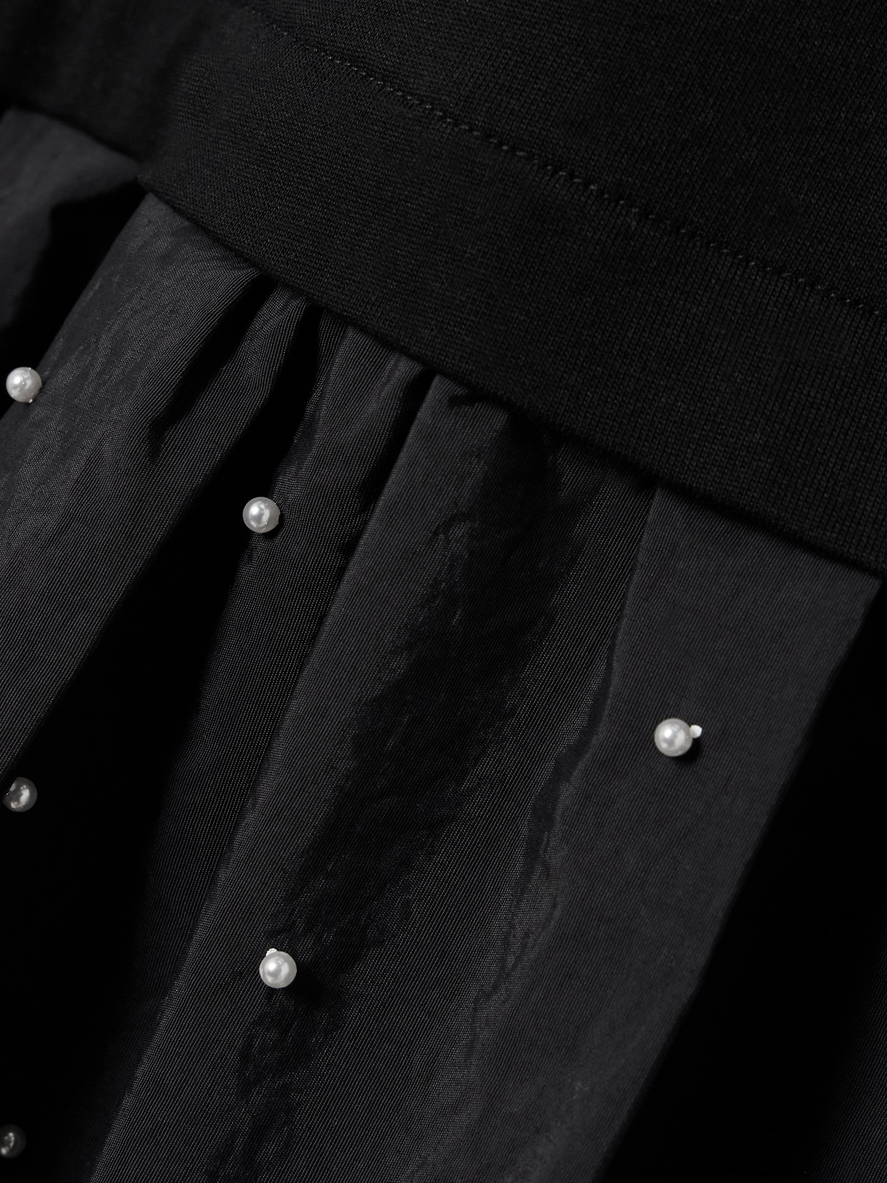 Sea Alberta Cotton-jersey And Faux Pearl-embellished Shell Mini Dress In Black