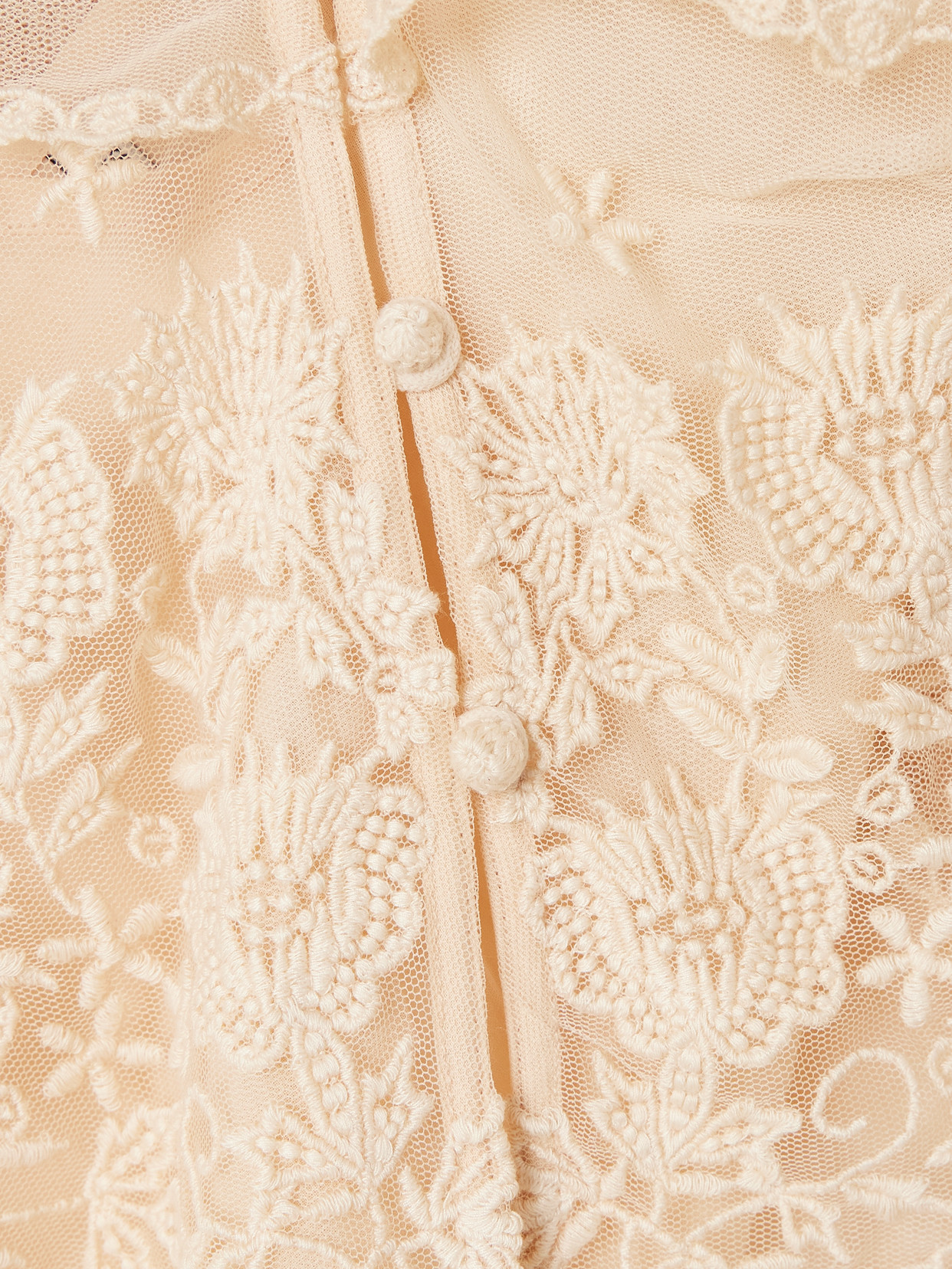 Sea Brontë Embroidered Tiered Mesh Top In Neutral