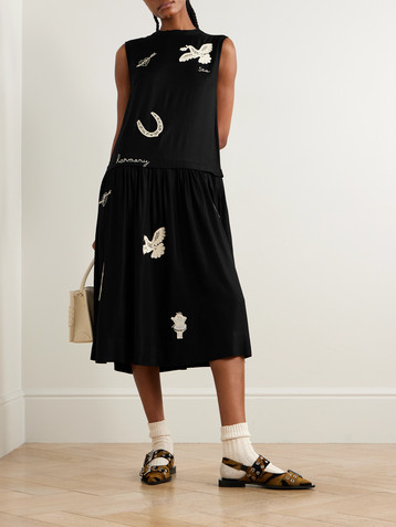 Sea Ellison embroidered twill midi dress