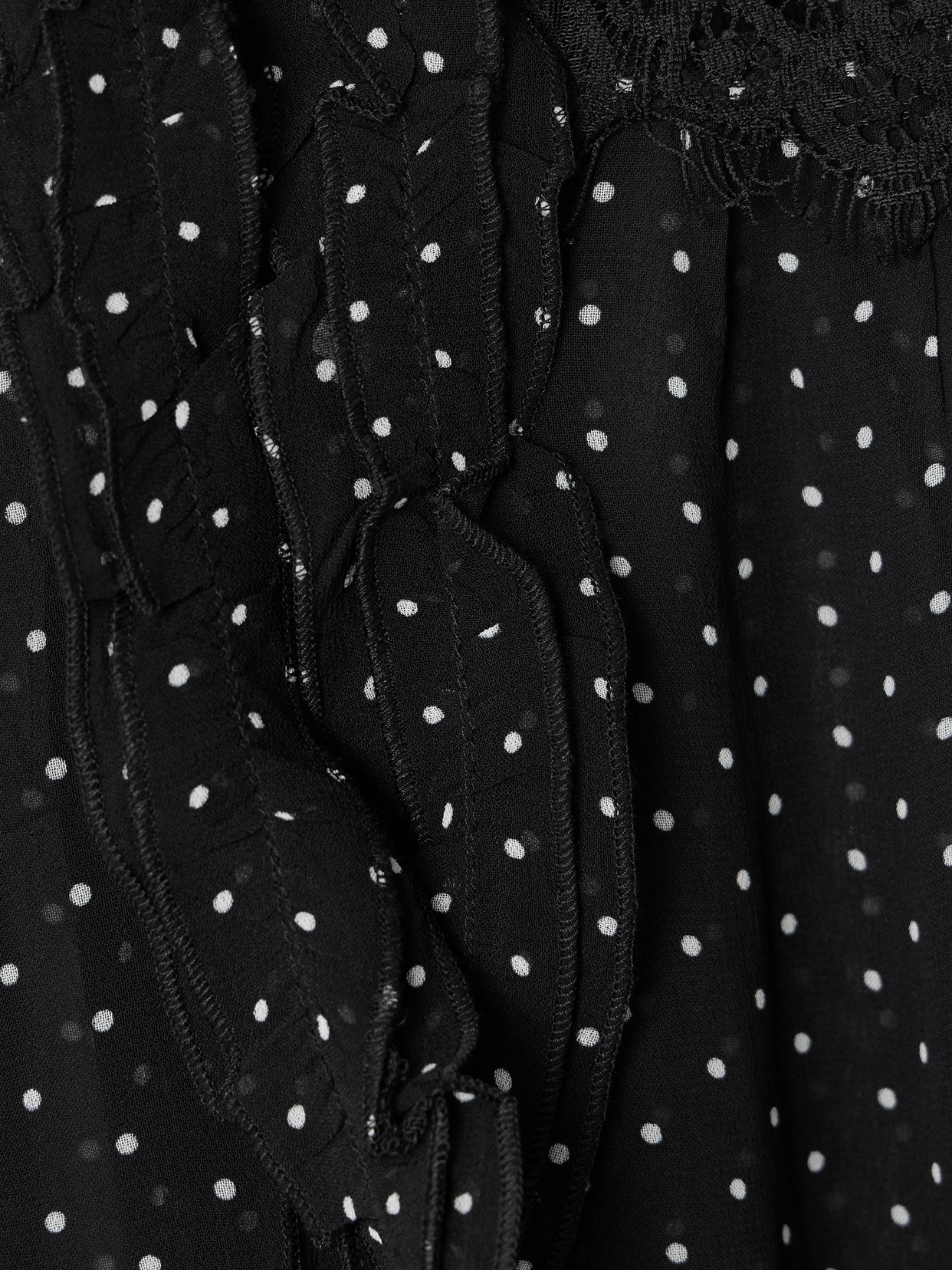 Sea Melody Tie-detailed Lace-trimmed Polka-dot Crepe De Chine Blouse In Black