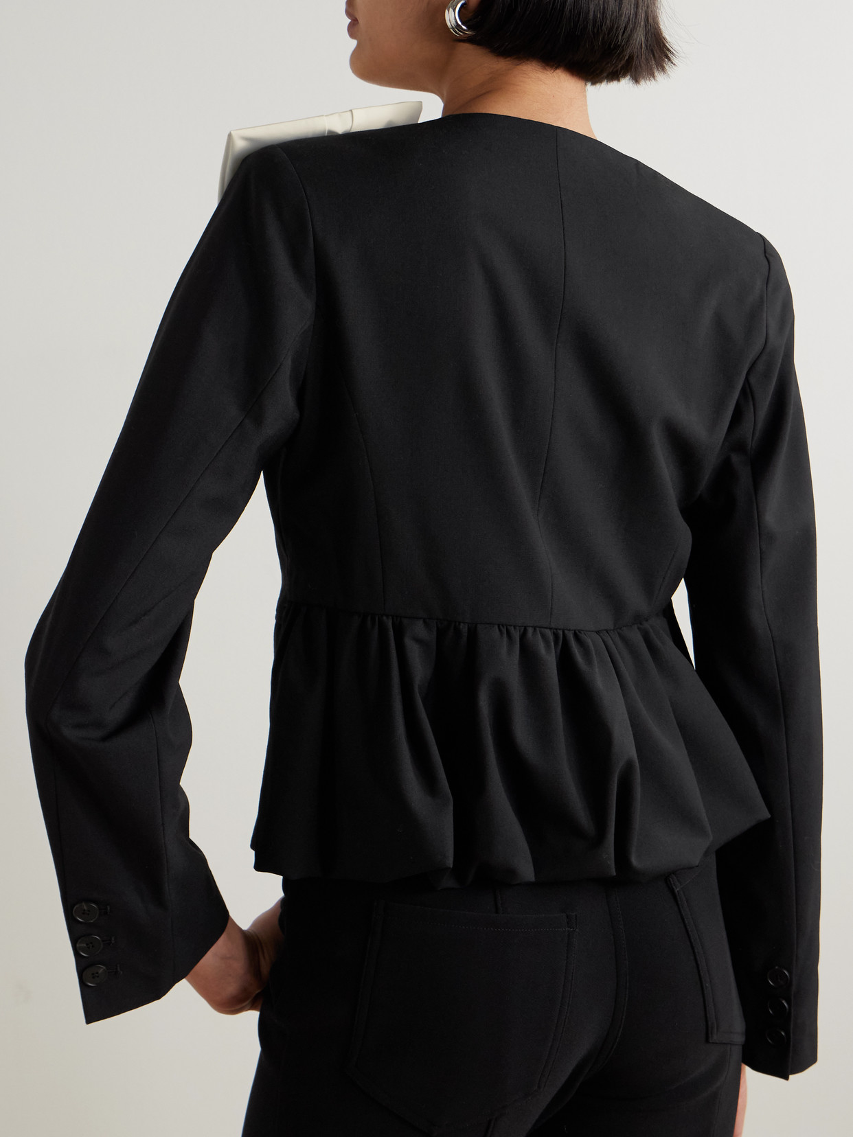 Sea Appliquéd Crepe Blazer In Black