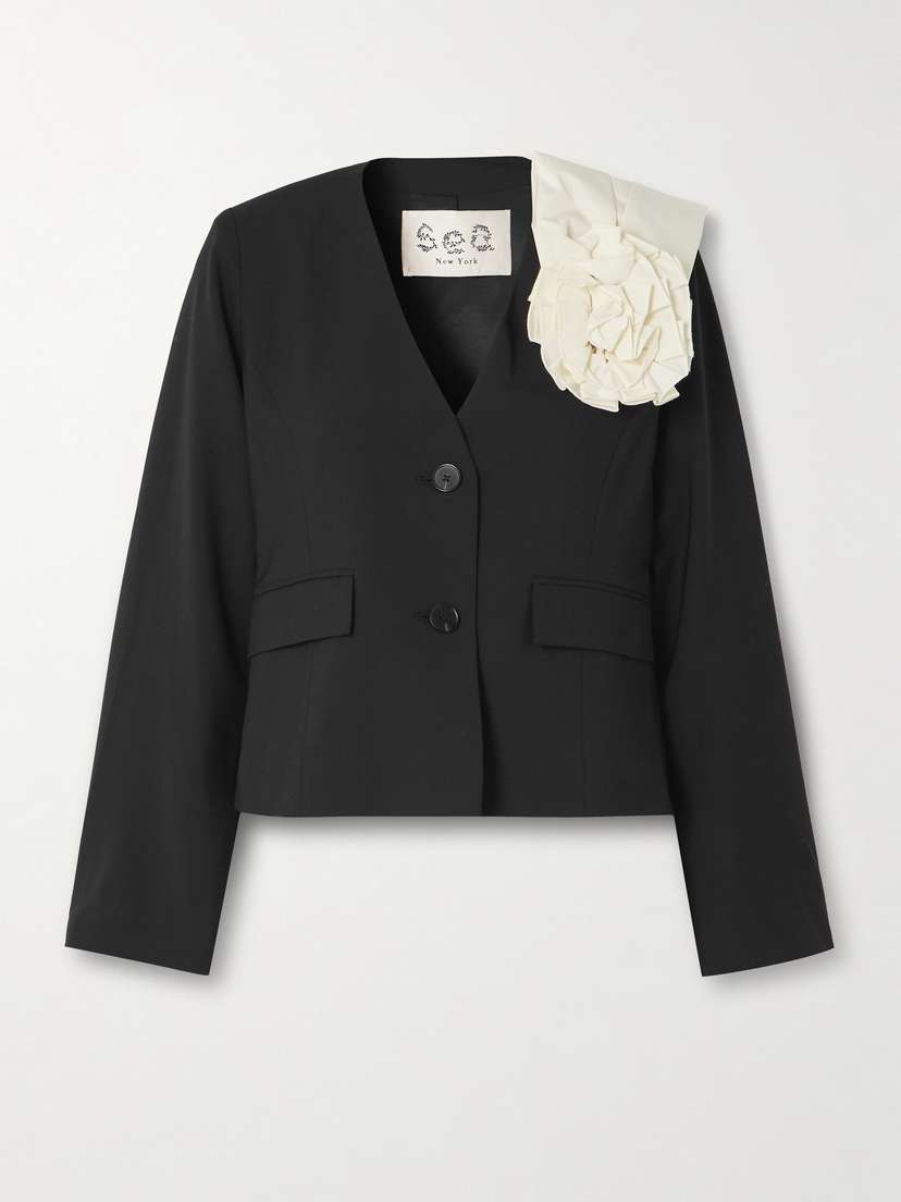 Sea Appliquéd Crepe Blazer