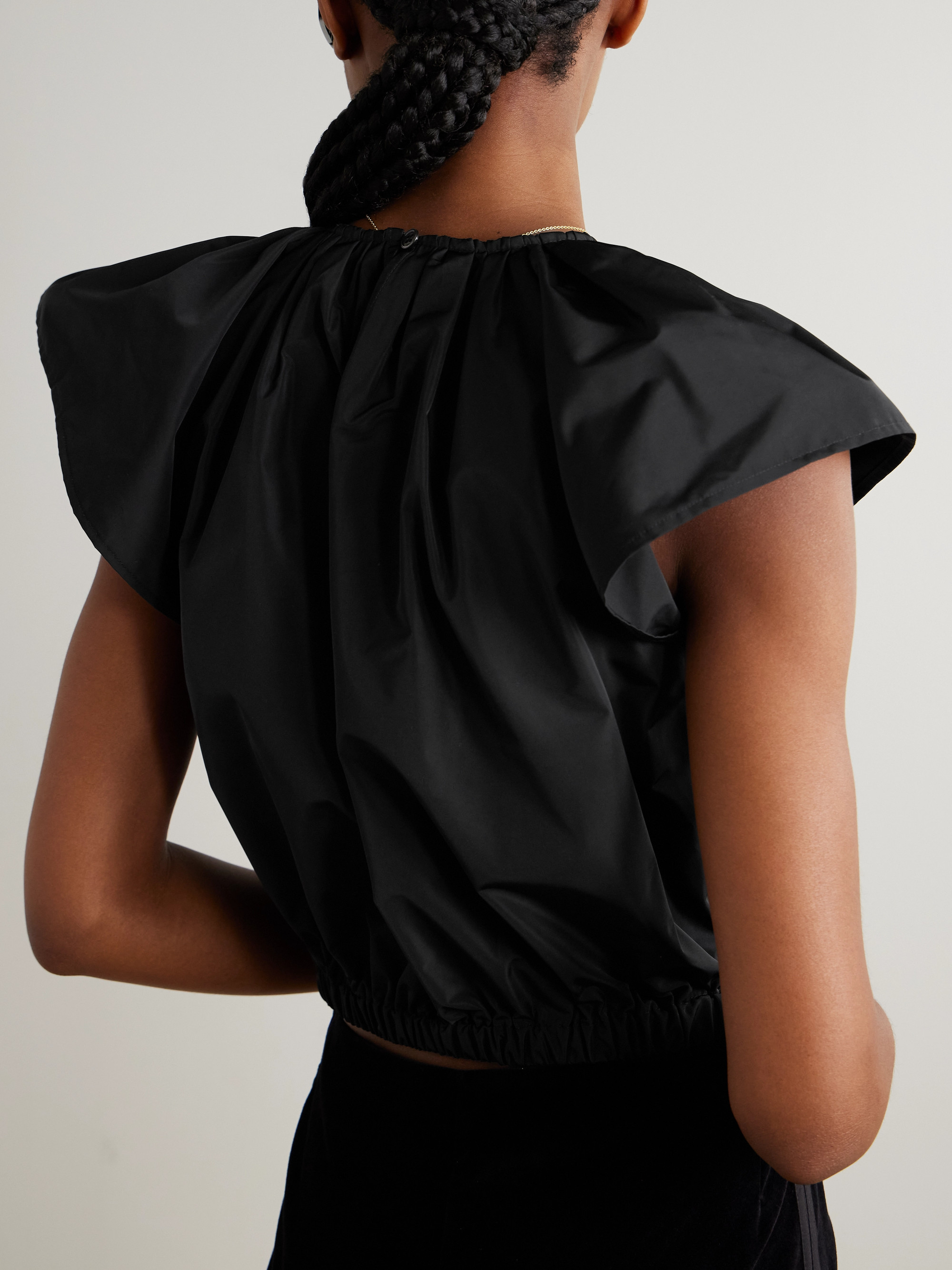 Sea Laurie cropped appliquéd taffeta top