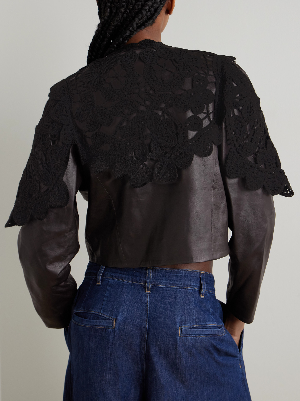 Gwen Cropped Scalloped Crochet-Trimmed Jacket