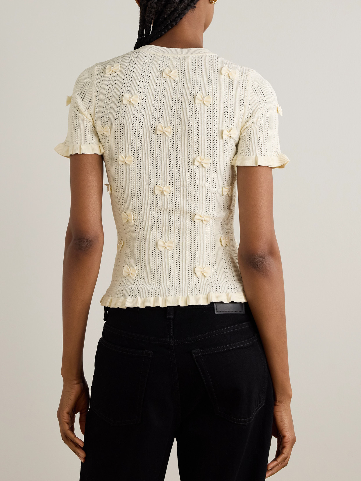 Alberta Embellished Pointelle-Knit Top