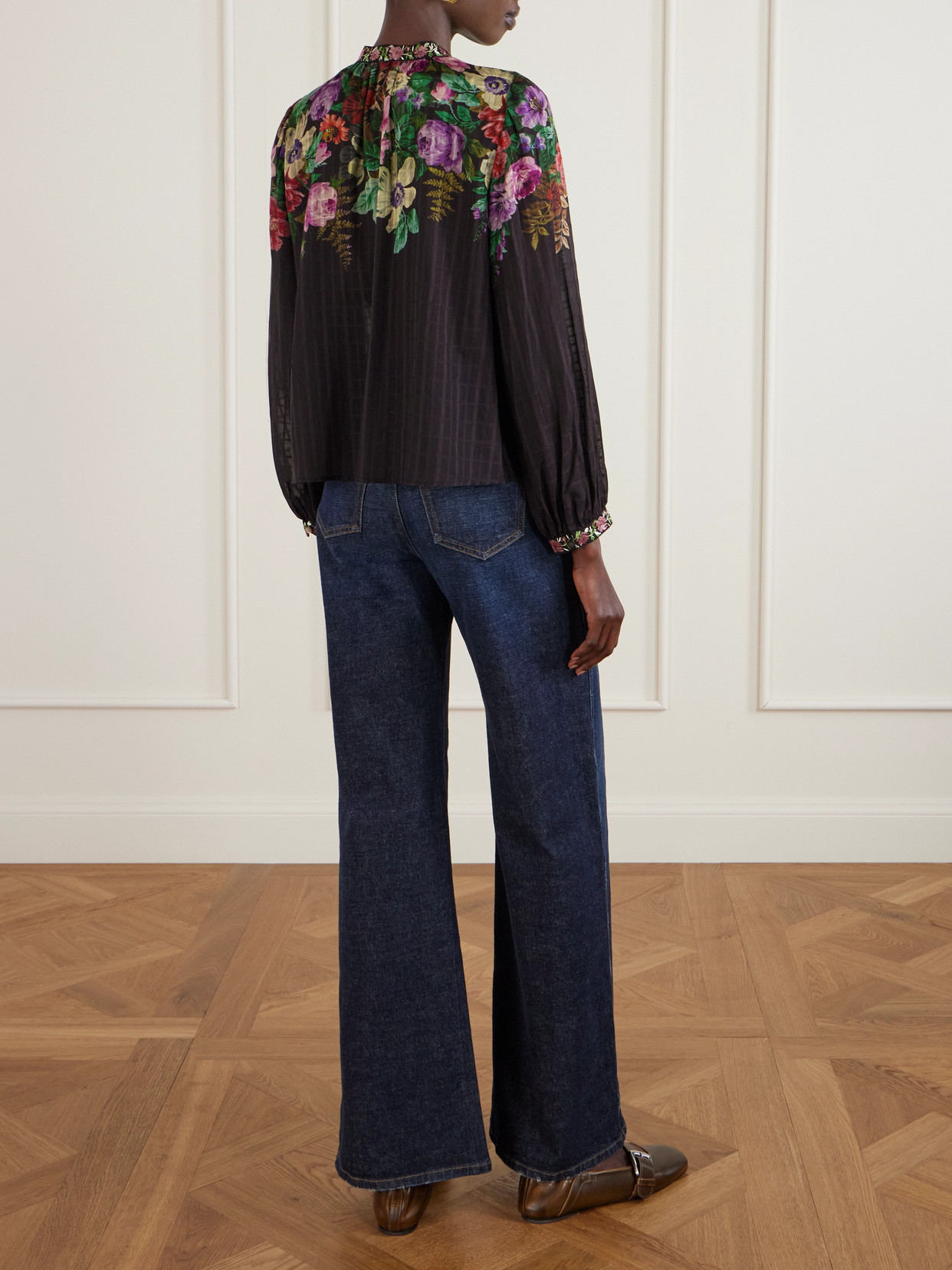 Sea Viktoria Embroidered Floral-print Voile Blouse In Multi