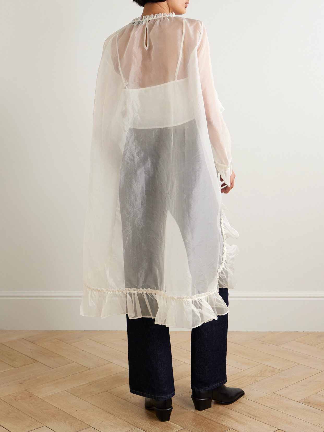 Sea Cornelia Asymmetric Ruffled Silk-organza Top In White