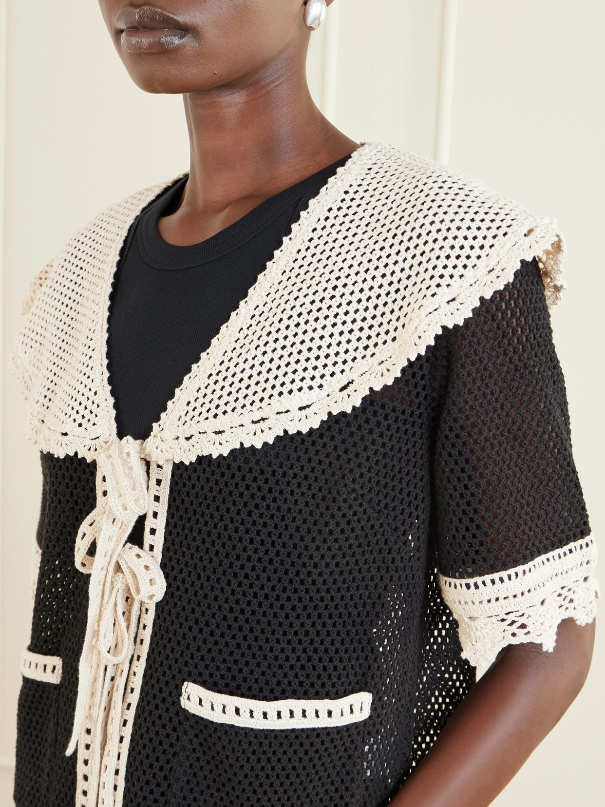 Sea Kendall Crocheted Cotton Blouse In Multi