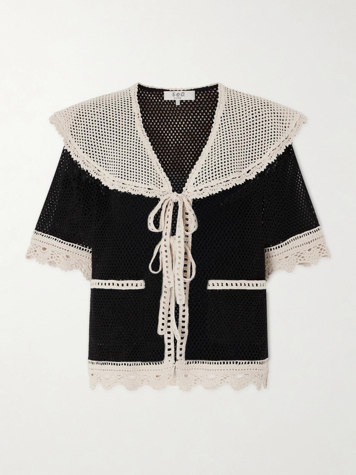 Sea Kendall Crocheted Cotton Blouse In Multi