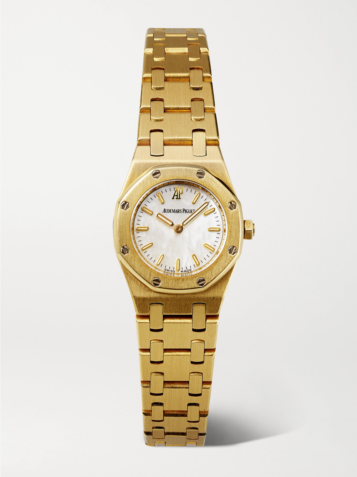 Stephanie Windsor + Audemars Piguet Vintage 1995 Royal Oak Mini 19mm 18-karat Gold And Mother-of-pearl Watch
