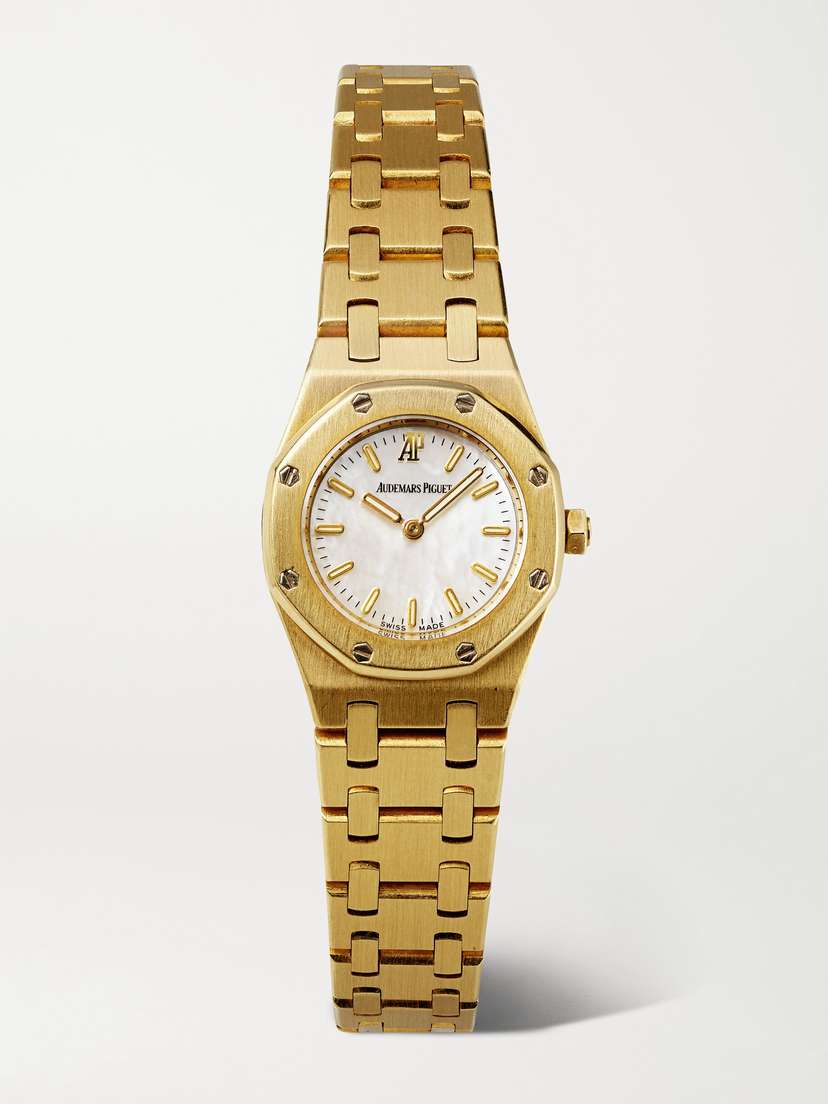 Stephanie Windsor + Audemars Piguet Vintage 1995 Royal Oak Mini 19mm 18-karat Gold And Mother-of-pearl Watch