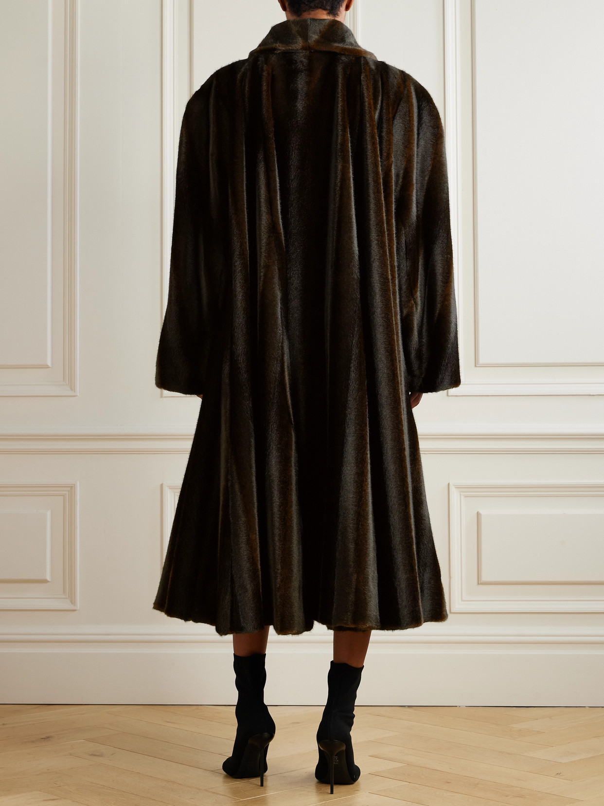 Balenciaga Belted Plush Coat In Brown