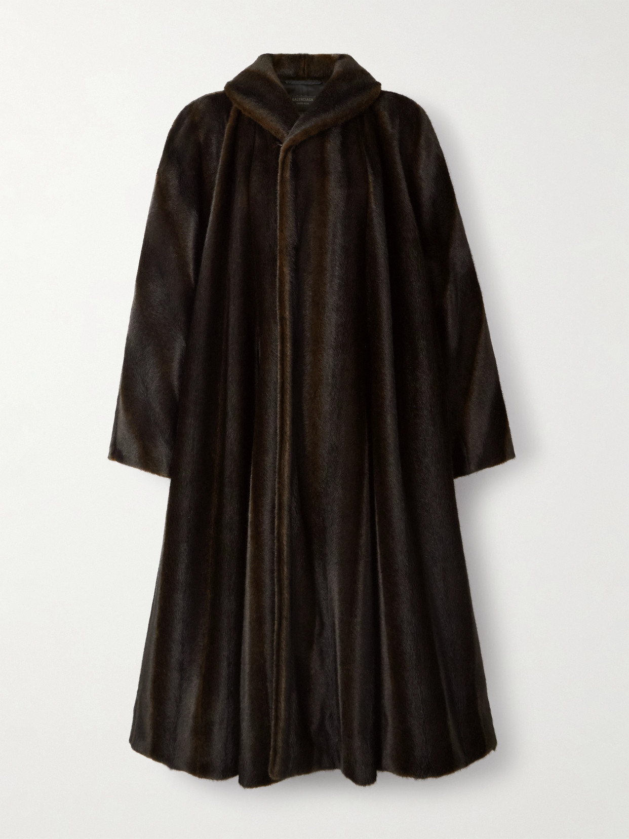 Balenciaga Belted Plush Coat In Brown