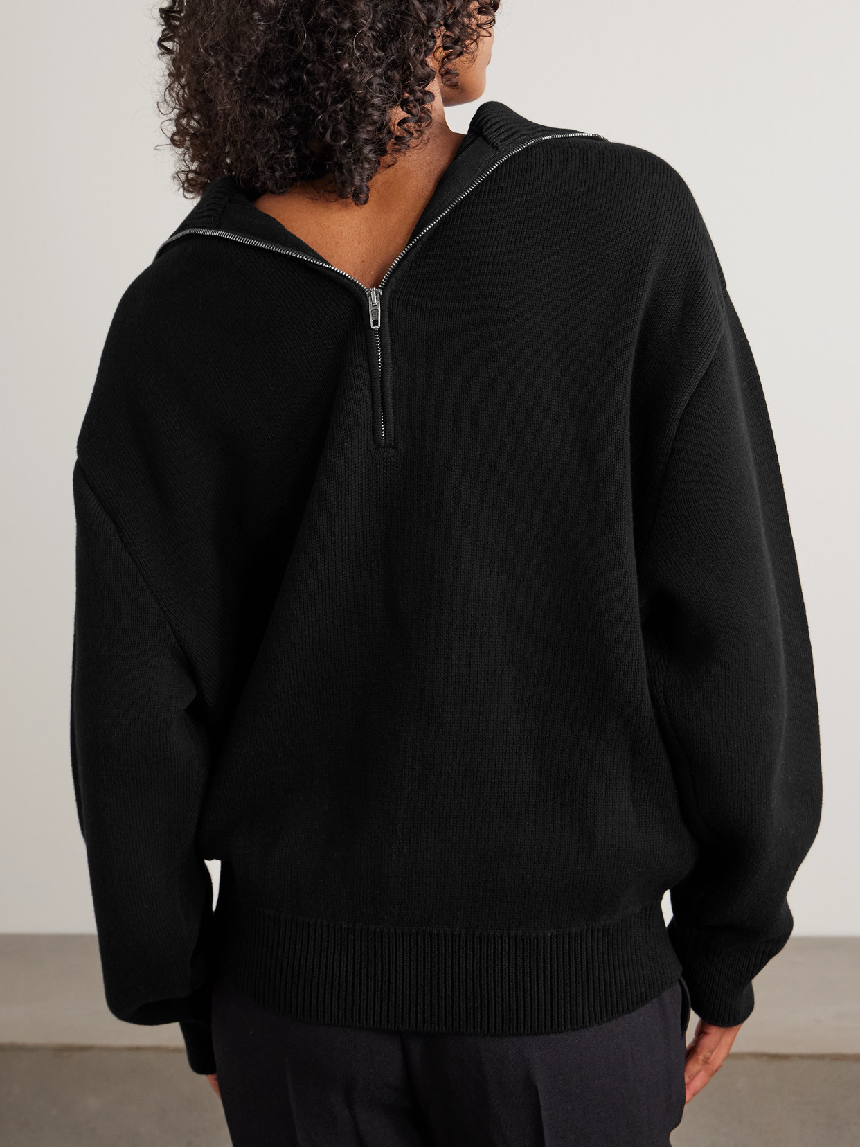 Balenciaga Cotton Half-zip Sweater In Black