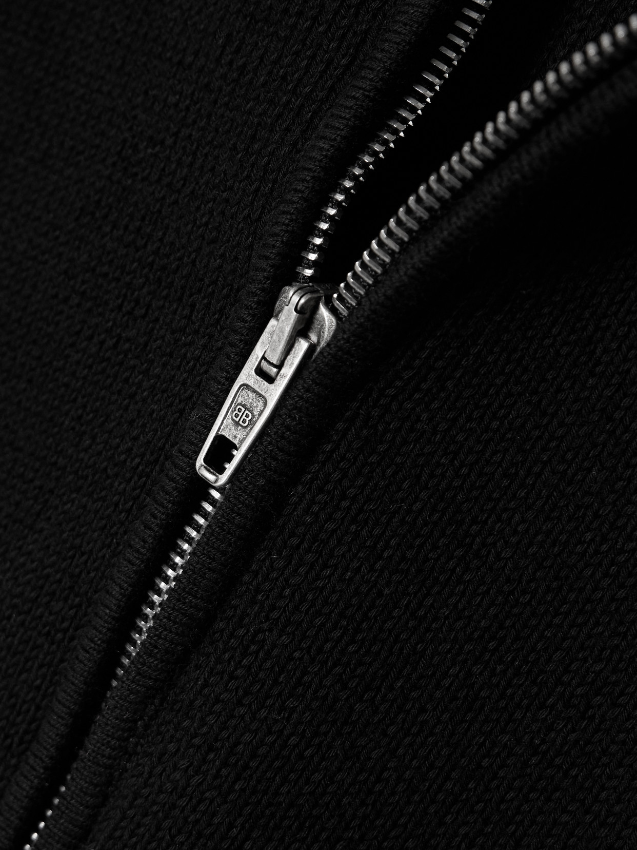 Balenciaga Cotton Half-zip Sweater In Black