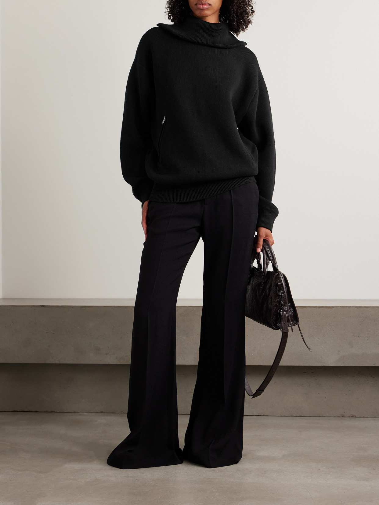 Balenciaga Cotton Half-zip Sweater In Black
