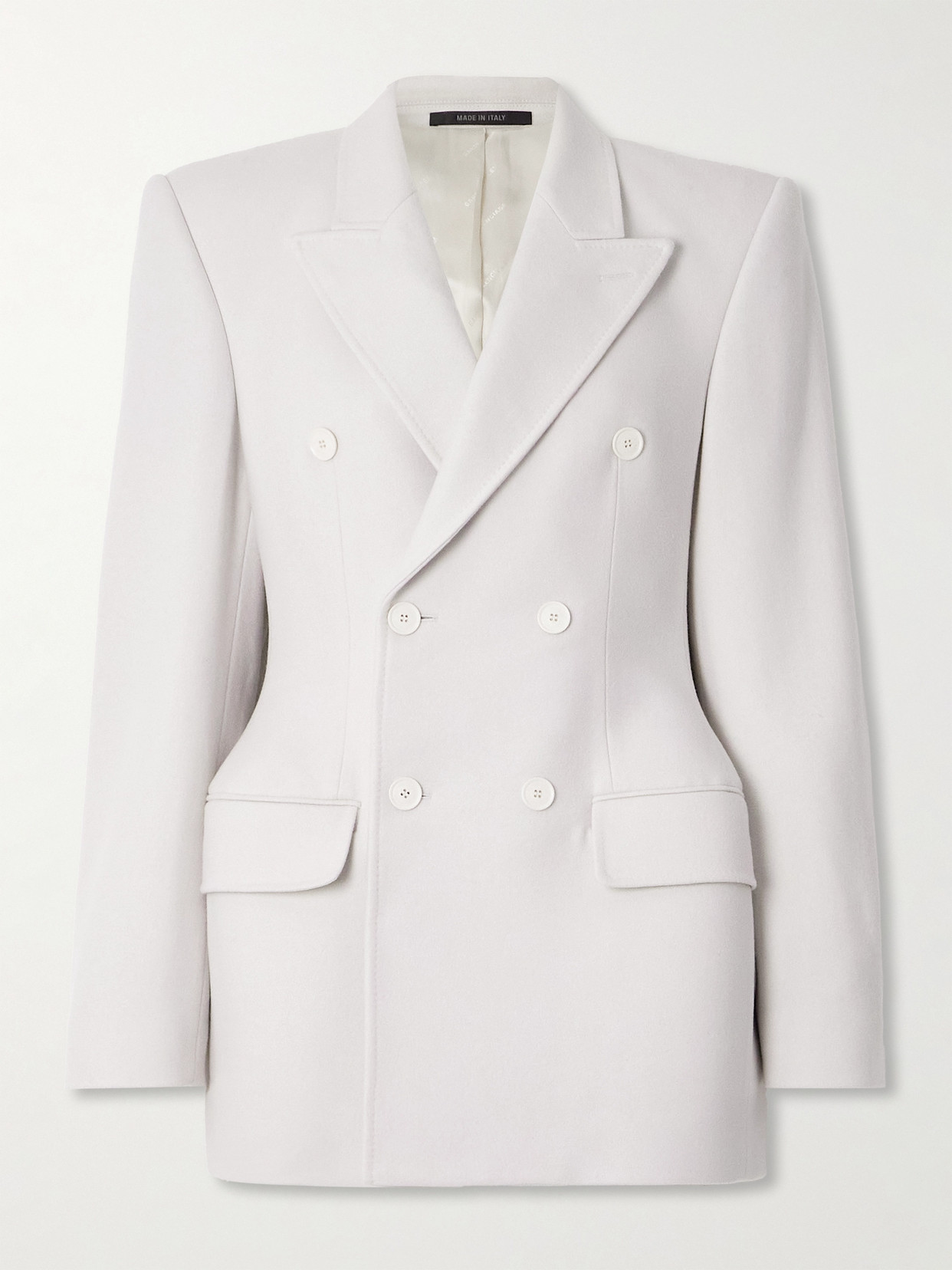 Balenciaga Hourglass Double-breasted Cashmere Blazer In White