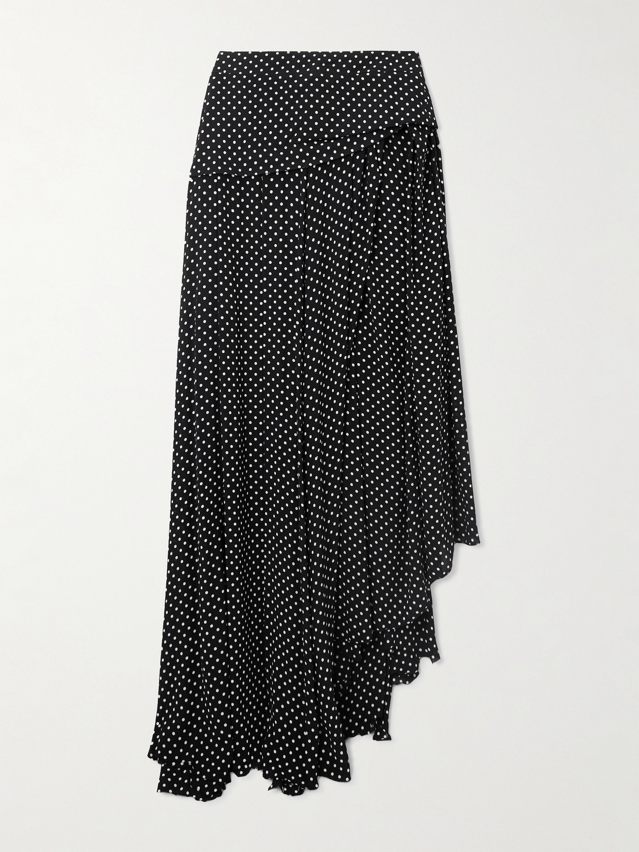 Balenciaga Asymmetric Polka-dot Crepe Maxi Skirt In Animal Print