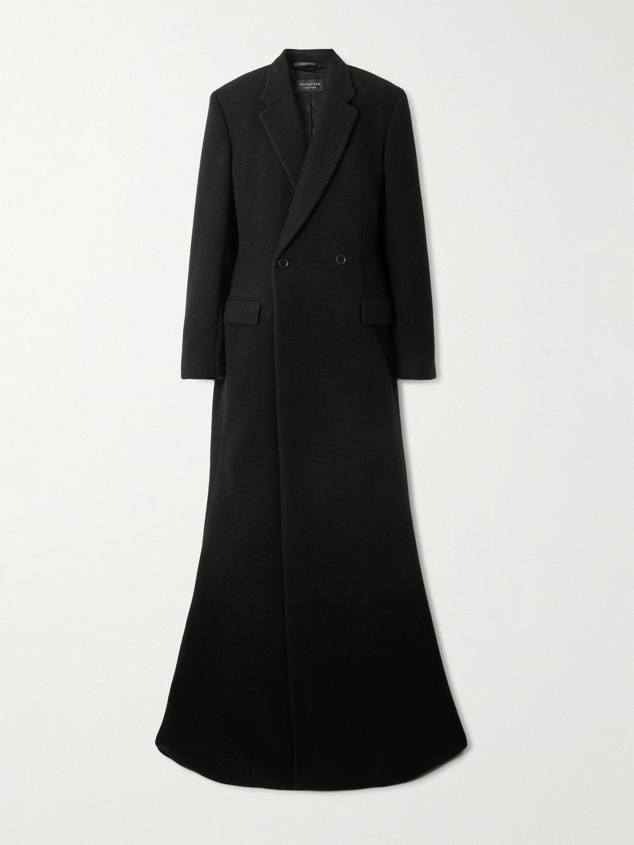 Balenciaga Double-breasted Brushed Wool-blend Coat In Black