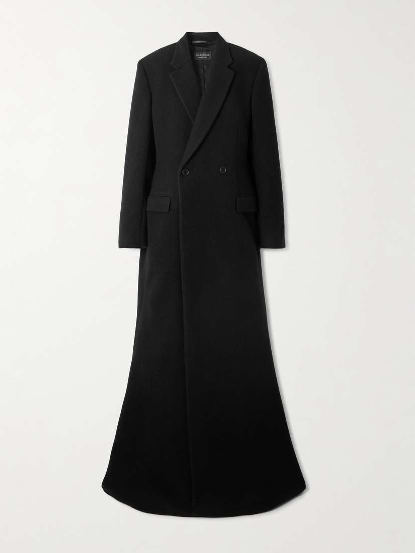 Balenciaga Double-breasted Brushed Wool-blend Coat