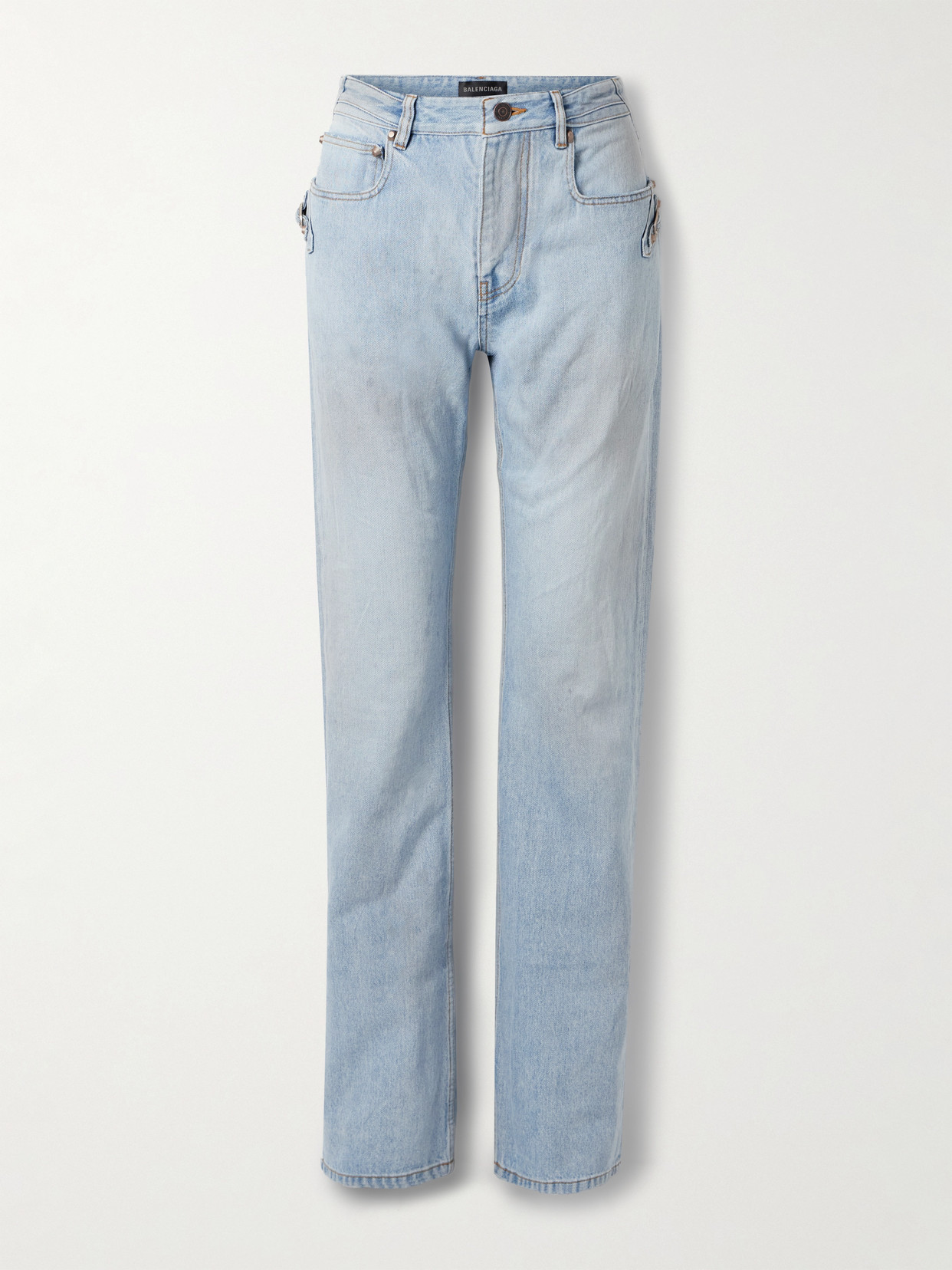 Balenciaga City Studded High-rise Straight-leg Jeans In Blue