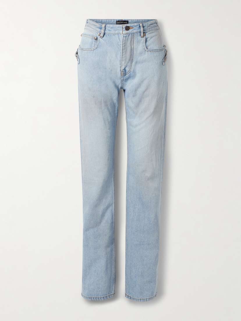 Balenciaga City Studded High-rise Straight-leg Jeans