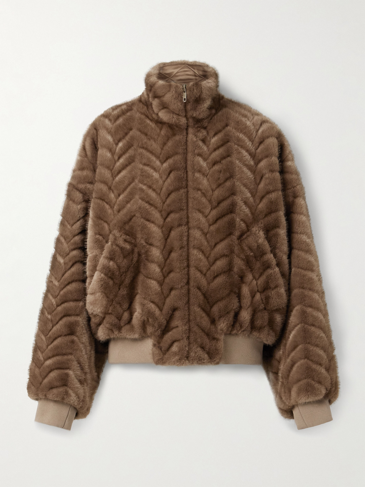 Balenciaga Embossed Fleece Bomber Jacket In Brown