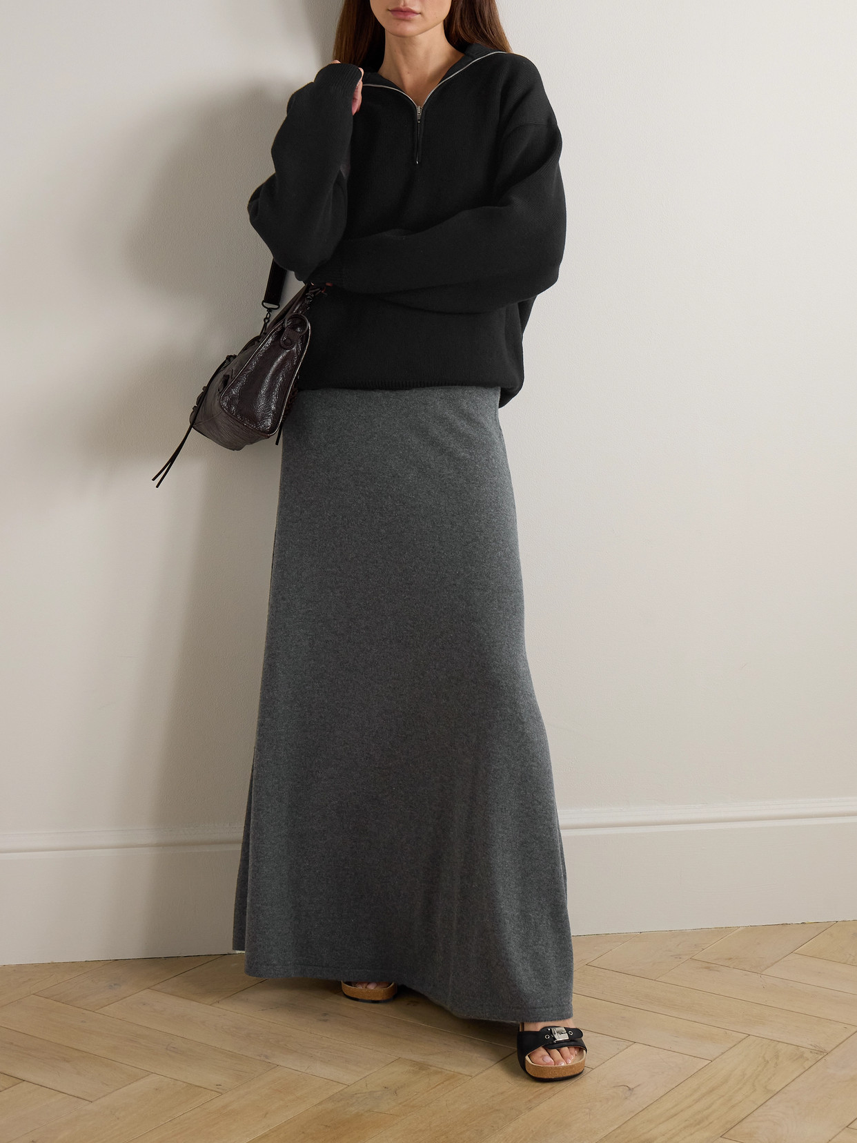 Balenciaga Wool Maxi Skirt In Gray