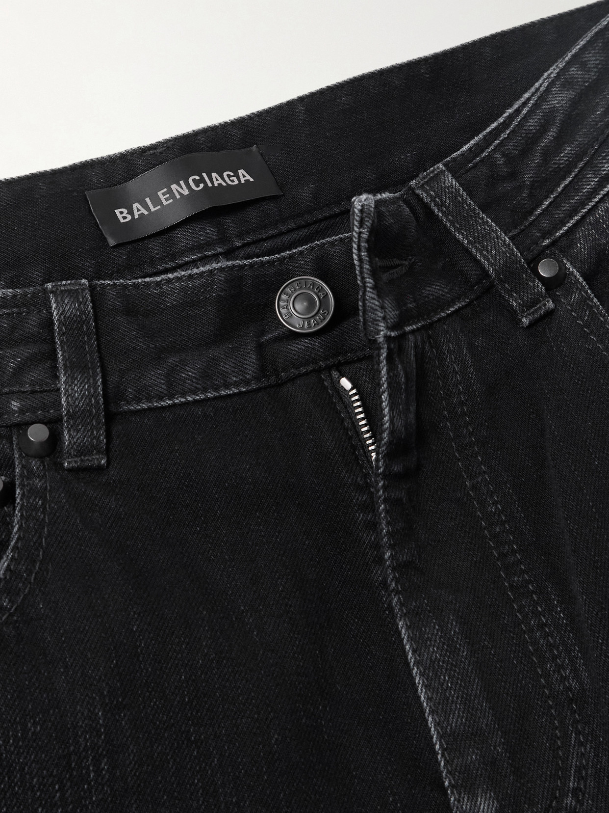 City Studded Low-Rise Straight-Leg Jeans