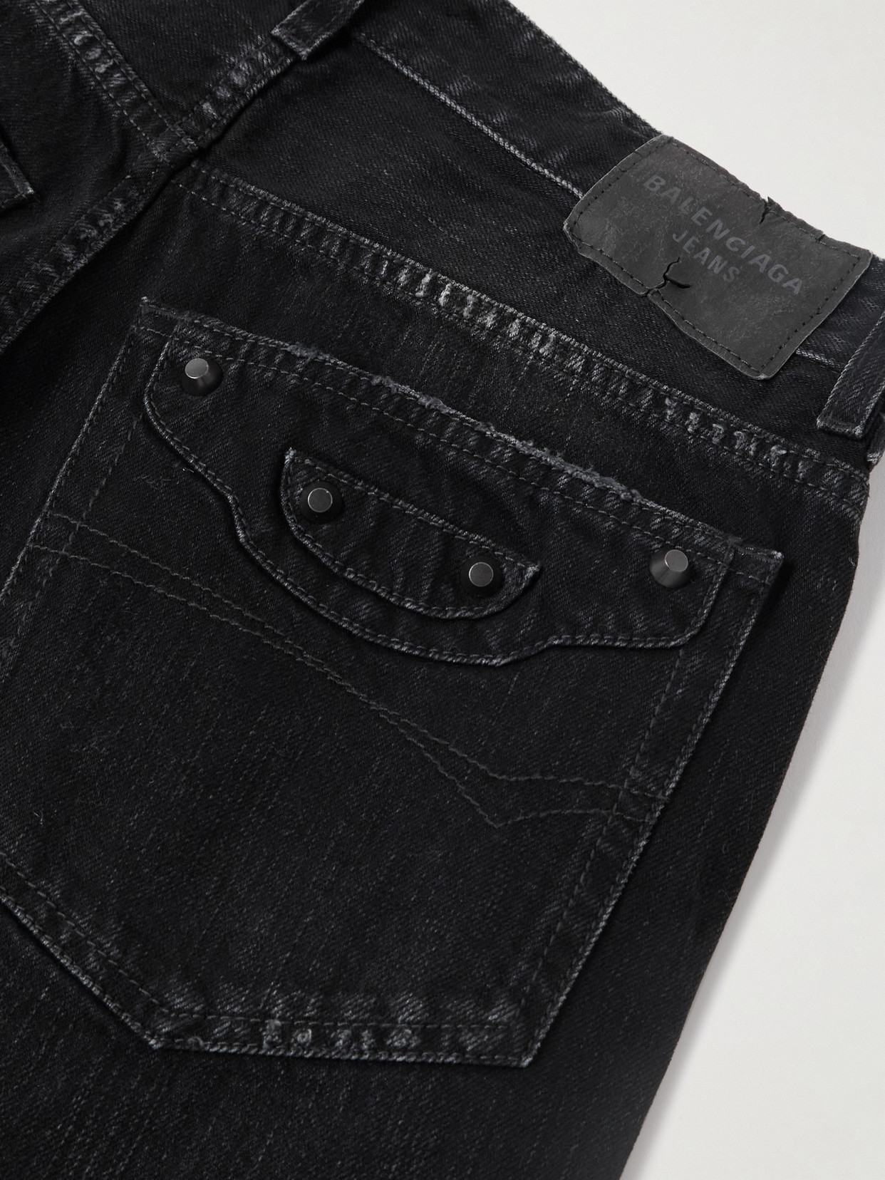 City Studded Low-Rise Straight-Leg Jeans