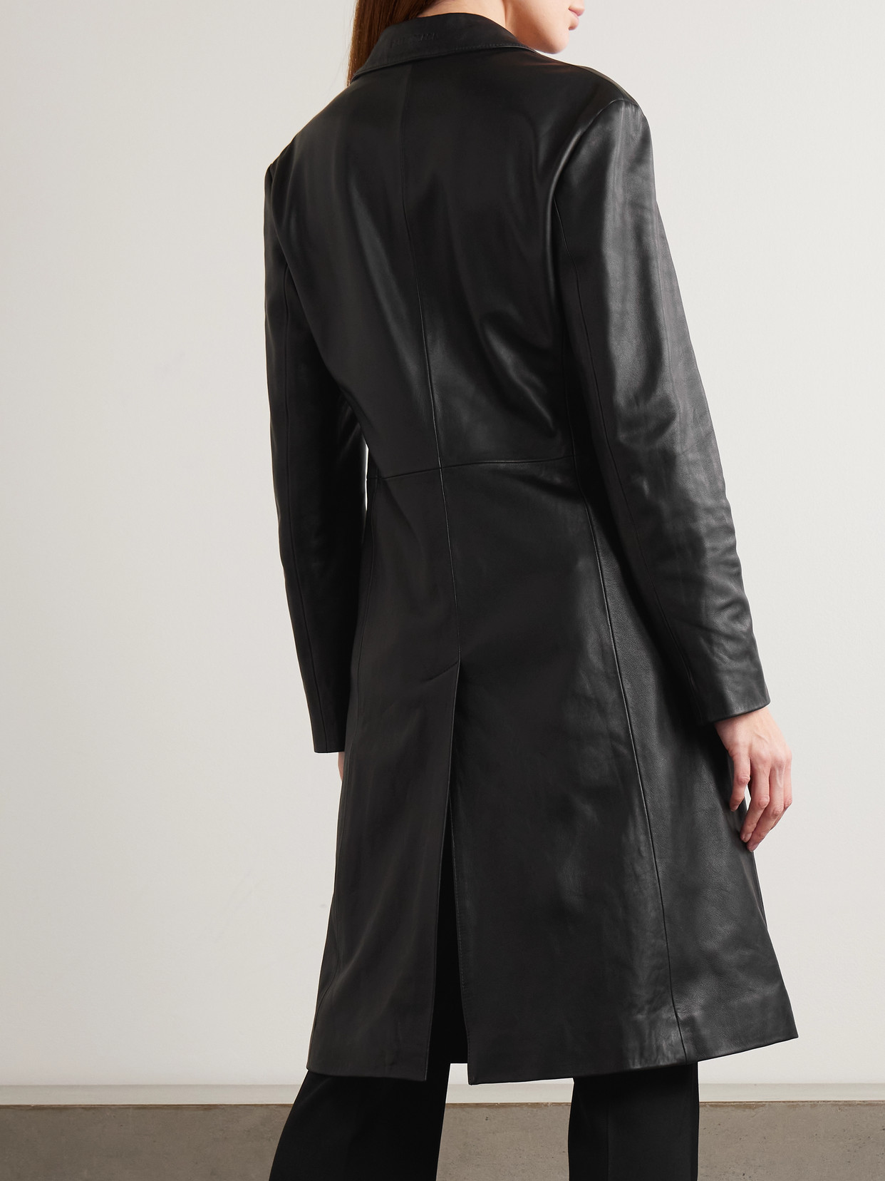 Balenciaga Paneled Leather Coat In Black
