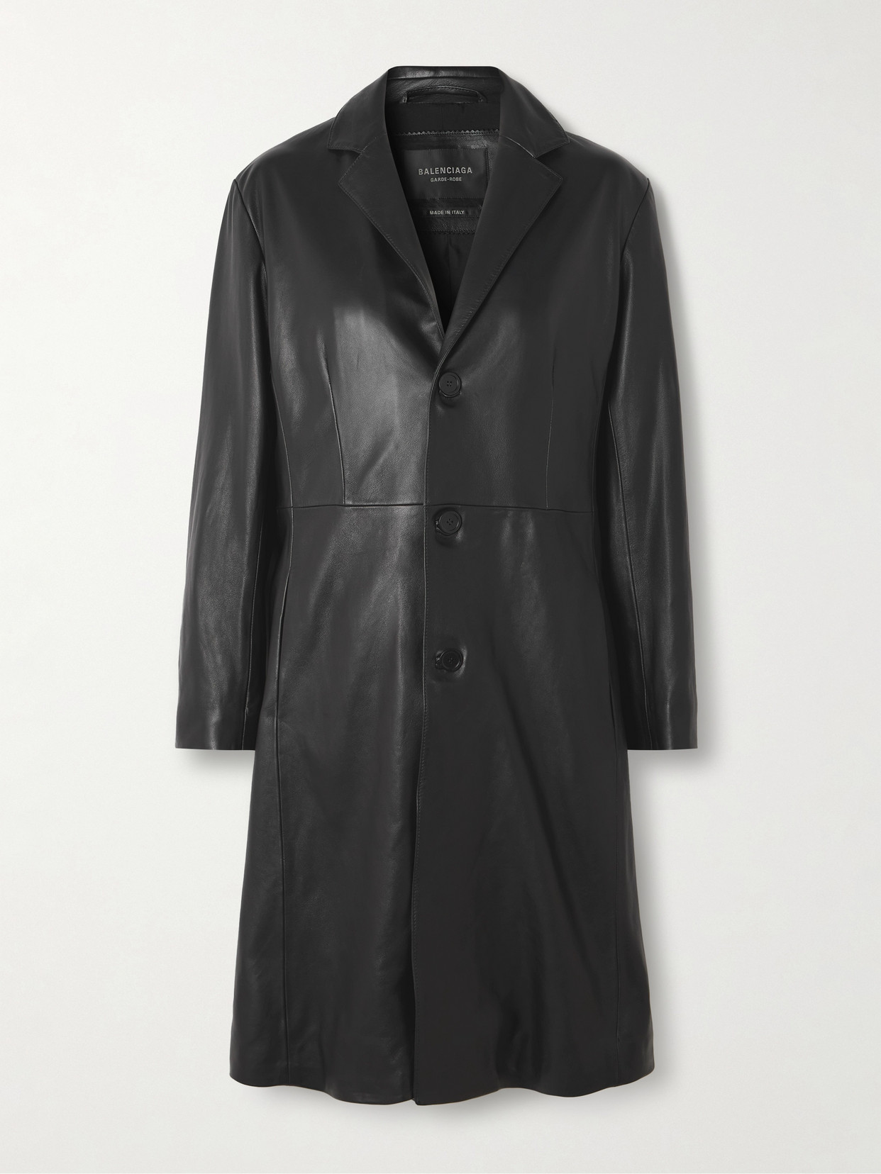 Balenciaga Paneled Leather Coat In Black