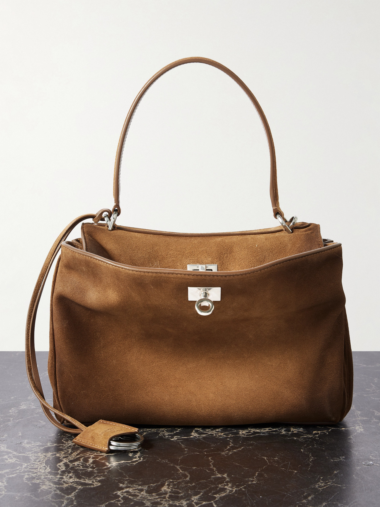 Balenciaga Rodeo Small Suede Tote In Brown