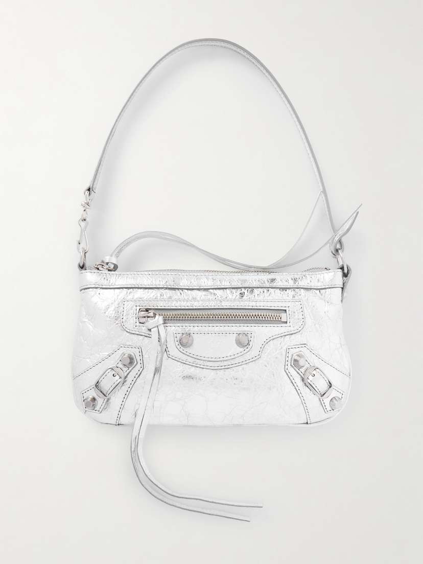 Balenciaga Le City Mini Metallic Crinkled-leather Shoulder Bag
