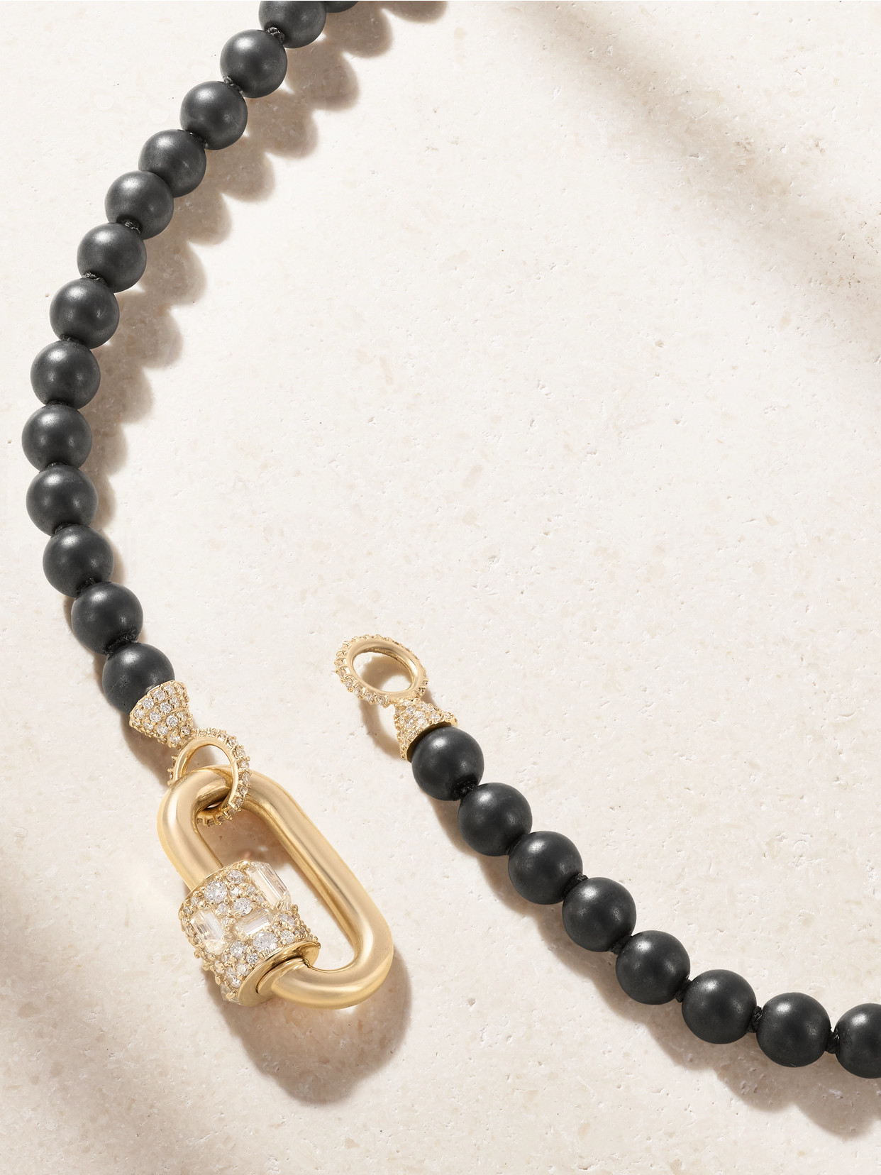 Marla Aaron 14-karat Gold, Hematite And Diamond Necklace In Black