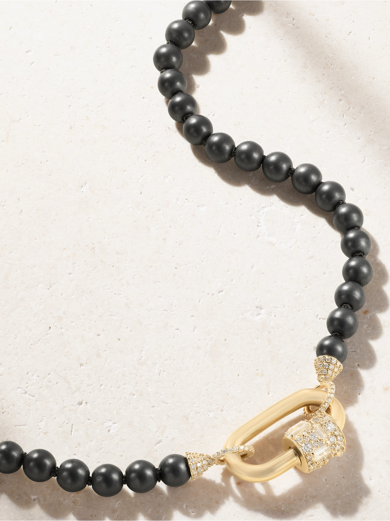 Marla Aaron 14-karat Gold, Hematite And Diamond Necklace In Black