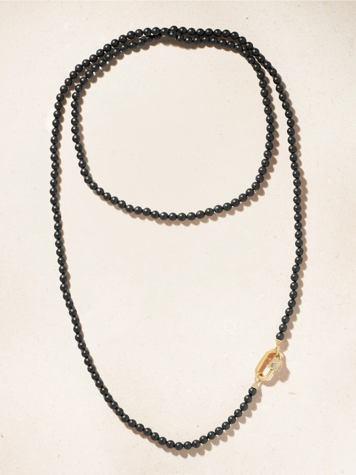 Marla Aaron 14-karat Gold, Hematite And Diamond Necklace In Black