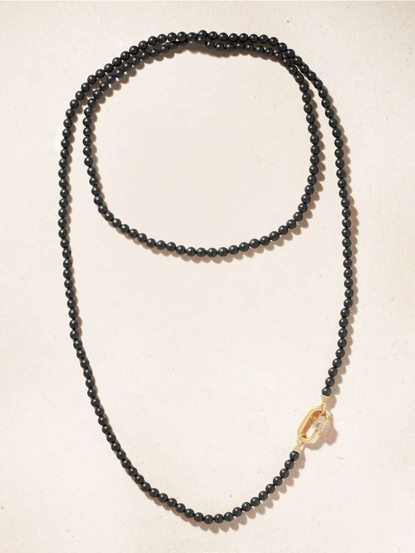 Marla Aaron 14-karat Gold, Hematite And Diamond Necklace