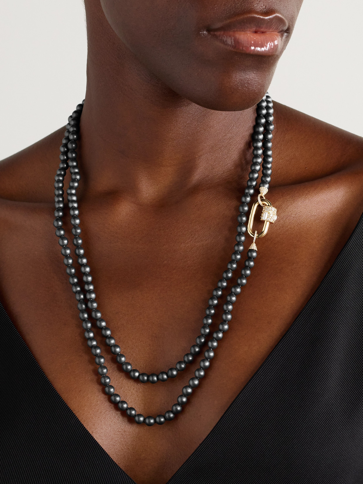 Marla Aaron 14-karat Gold, Hematite And Diamond Necklace In Black