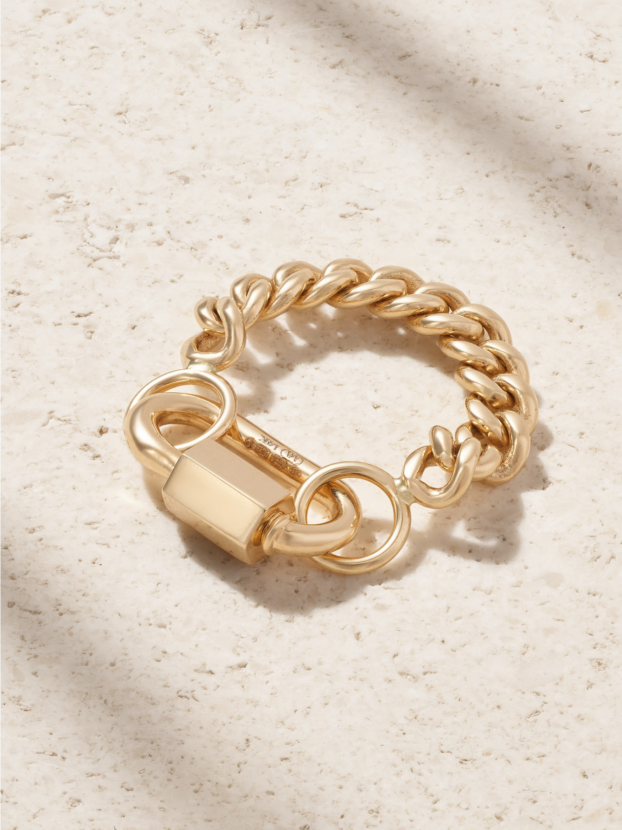 Marla Aaron Chubby Babylock + Heavy Curb Chain 14-karat Gold Ring