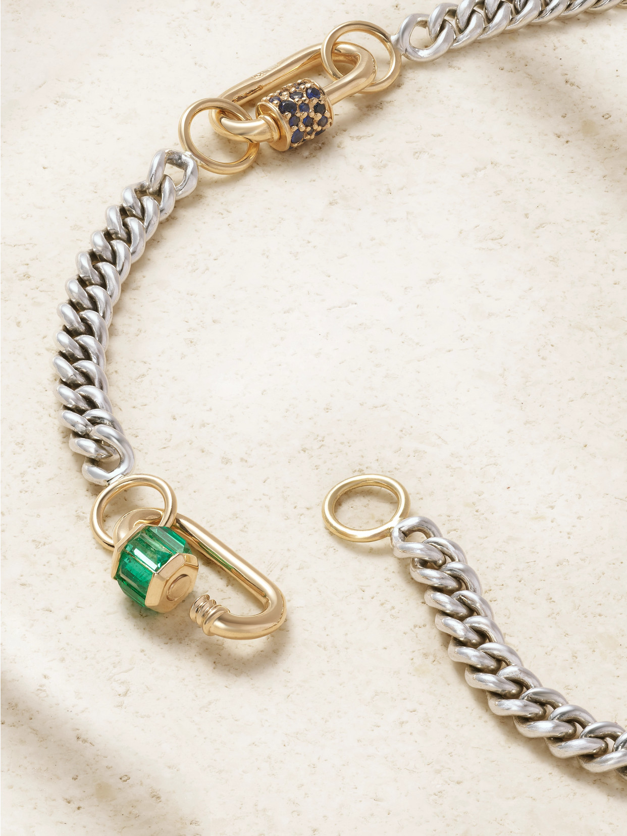 Marla Aaron Babylock Sterling Silver And 14-karat Gold, Emerald And Sapphire Necklace In Silver
