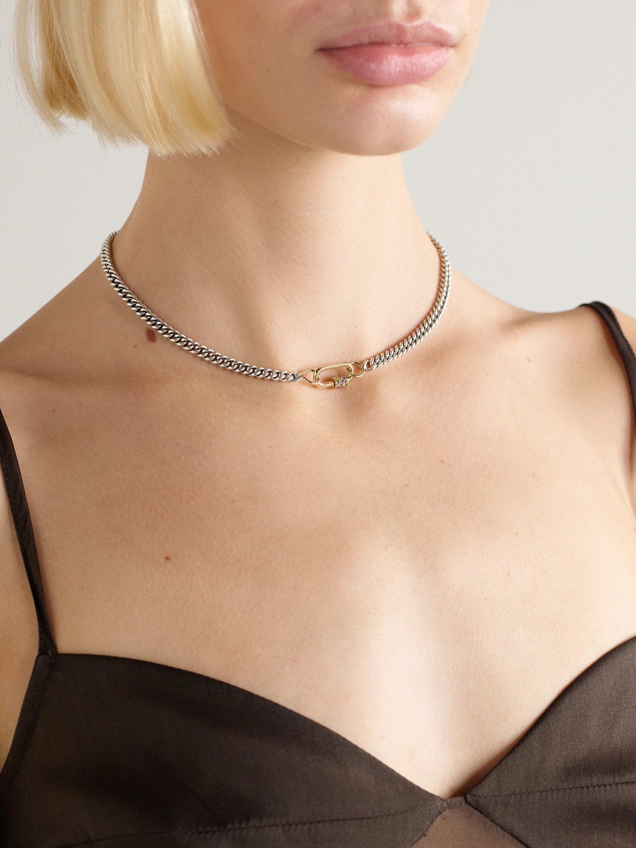 Marla Aaron Babylock Sterling Silver And 14-karat Gold, Emerald And Sapphire Necklace In Silver