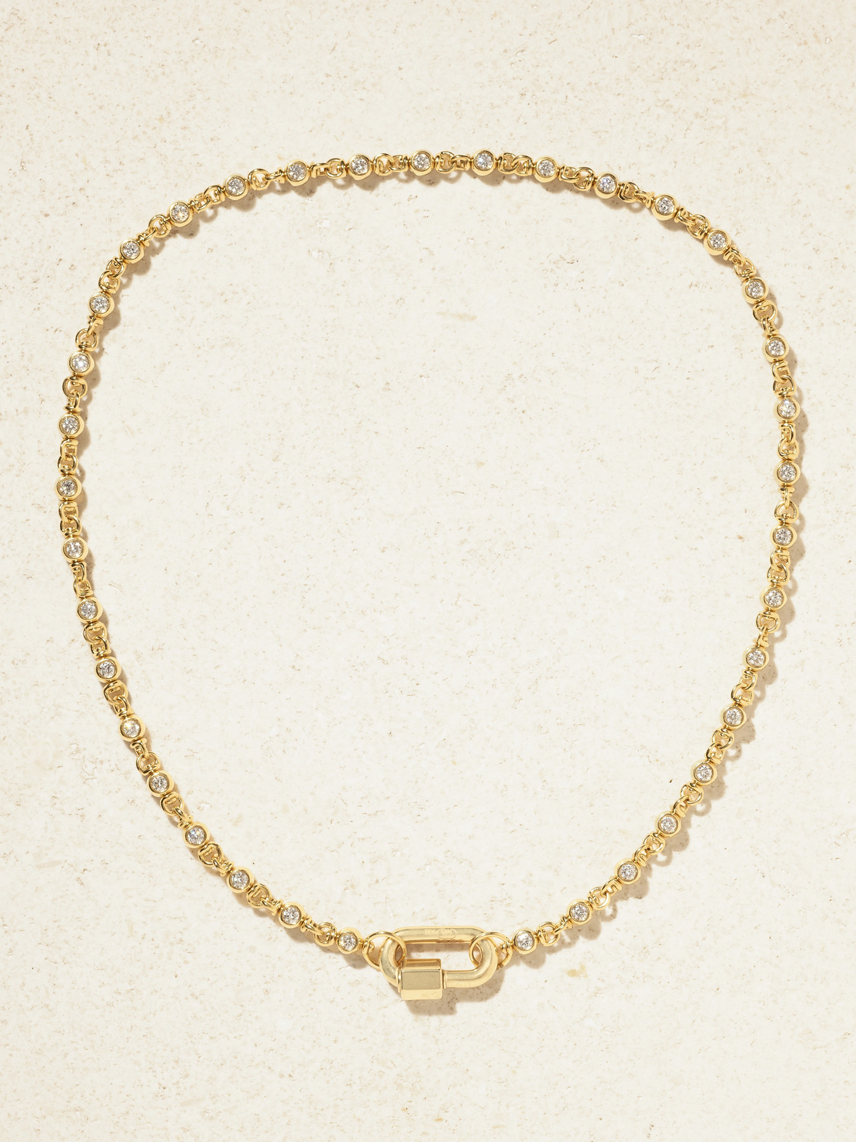 Marla Aaron Rolling Cans Chain + Chubby Babylock 18-karat Gold Diamond Necklace